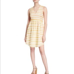 dRA Athena Yellow Floral Embroidered Eyelet V-Neck Sleeveless Dress Size Medium